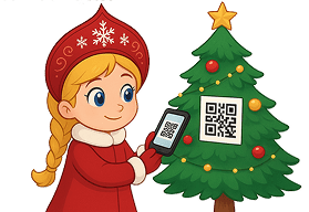 Девочка с QR и ёлка